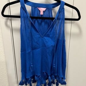 Lilly Pulitzer Blue Tassel Tank Top - XXS - EUC